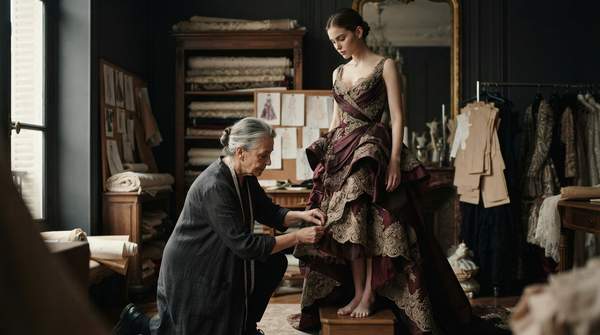 Editorial illustration for From Dressmaker's Client to Couture Insider: How the Haute Couture Relationship Was Inverted