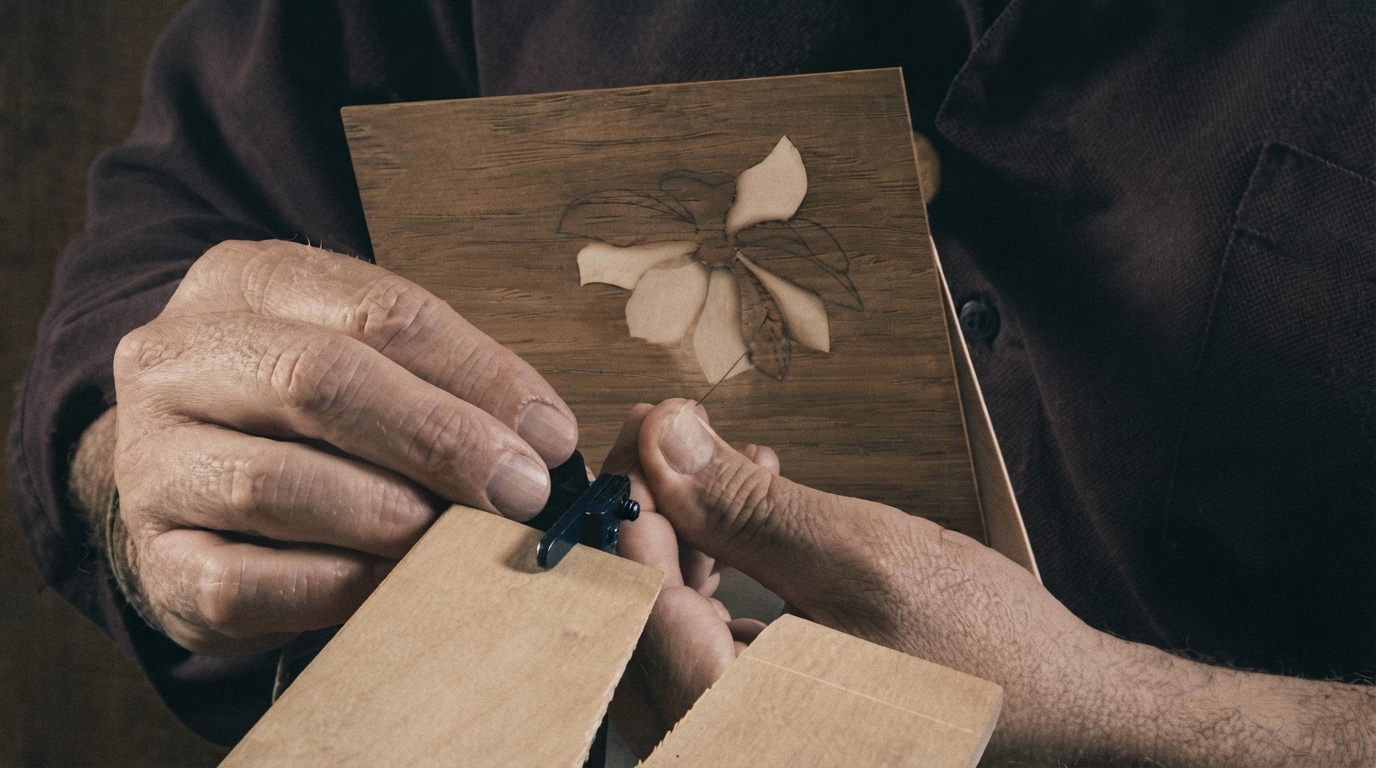Editorial illustration for Wood vs. Straw Marquetry: How Two Inlay Crafts Differ in Material, Method, and Shine